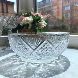 Ваза/салатник, хрусталь в прессе, винтаж, СССР. Картинка 1